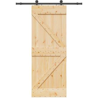 vidaXL Vidaxl - Puerta Corredera Con Herrajes Madera Maciza De Pino 80x210 Cm