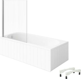 Villeroy & Boch Ba&ntilde;era Derecha Con Patas 170x70 Cm, Color Blanco Villeroy & Boch O.novo + Mampara De Ba&ntilde;o Izquierda Raywall Cromada Aurys