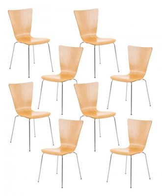Clp Set de 8 sillas robustas apilable en madera natural