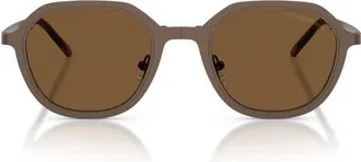 Emporio Armani 51mm Round Sunglasses in Matte Bronze /Brown at Nordstrom
