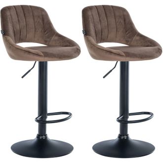 Clp Set da 2 sgabelli da bar Milet in velluto marrone Metallo nero opaco