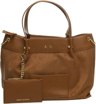 A|X Armani Exchange Mila Shopper met Lasergesneden Patroon - Dames - Shoppers - Bruin - ONE Size - Tassen
