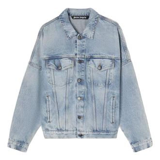 Palm Angels SS23 Back Logo Denim Jacket Light Blue PMYE006C99DEN0024001