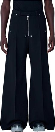 Rick Owens Wol Geweven Wide Bela Broek - Heren - Wijde Broeken - Zwart - XL - Wol - Broeken