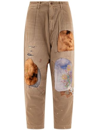 KAPITAL Pantaloni Katsuragi affusolati con effetto vissuto - Toni neutri