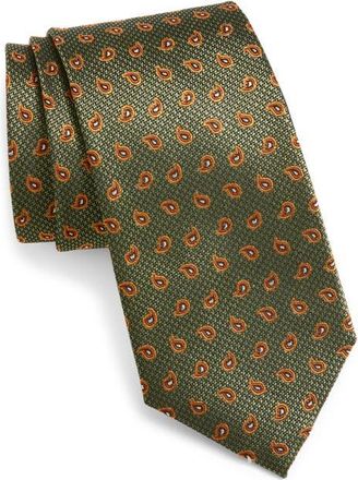 Nordstrom Paisley Jacquard Silk Tie in Olive at Nordstrom