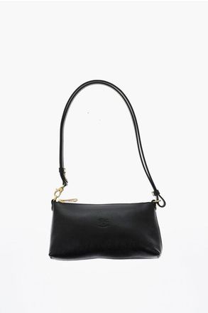 IL BISONTE Solid Color Textured Leather Shoulder Bag size Unica