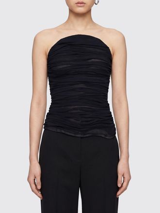 Balenciaga Top bustier in seta drappeggiata con spalle scoperte