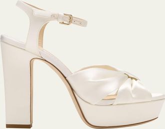 Jimmy Choo London Heloise Cotton Ankle-Strap Platform Sandals