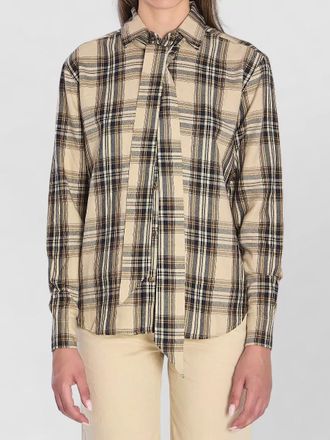 Saint Laurent cassandre check shirt oversized tie collar