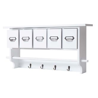 Hhg Hhg - Armario 355, Armario Ropero De Pared, Vintage Con 5 Cajones 32x65x13cm, Blanco