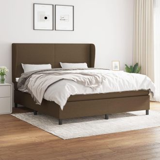 vidaXL Vidaxl - Cama Box Spring Con Colch&oacute;n Tela Marr&oacute;n Oscuro 160x200 Cm