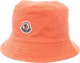 Moncler logo-patch reversible bucket hat - women - Cotton/Polyamide/Polyamide - S - Orange