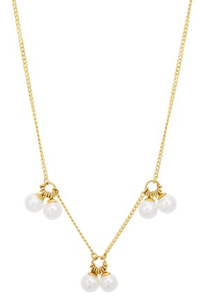 Savvy Cie Jewels GOLD PLATED CLUSTER STATION PEARLS NECKLACE