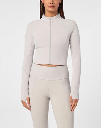 Plein Sport Cropped Jogging Full Zip Women in Grey at Nordstrom, Size Xx-Large