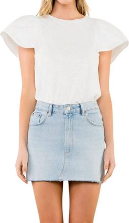 THML Clothing Flutter Sleeve Top In Classic White