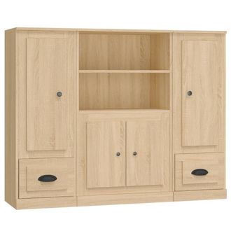 Berkfield Home Highboards 3 pcs Sonoma Oak Engineered Wood in Light Tan