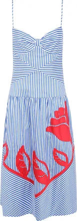 Farm Rio Dress Striped Sleeveless Sky Stripes