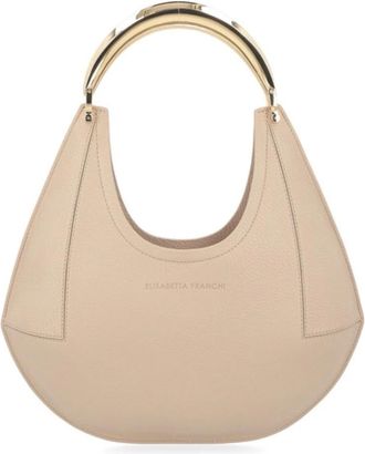 Elisabetta Franchi Tassen, Dames, Beige, ONE Size, Leer, Greige Schoudertas