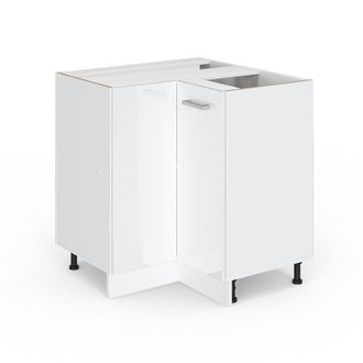 Vicco Mueble Esquinero Universal R-line, Blanco Alto Brillo, 75.6 Cm Con Puerta, Sin Encimera Vicco