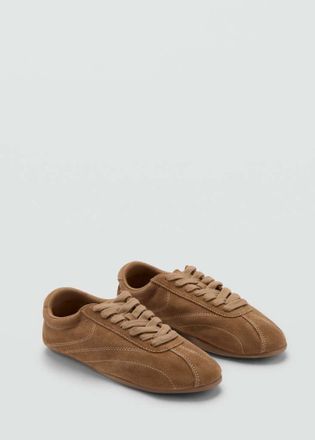 Mango Sneaker pelle inserto contrasto sabbia - Donna - 35 - MANGO