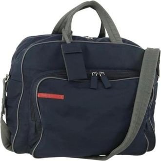 Prada Pre-owned Weekend Bags, female, Blue, Size: ONE SIZE Pre-owned Nylon Weekend Bag