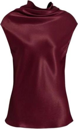 Alberta Ferretti Tops, Dames, Rood, XL, Satijn, Mouwloze satijnen top met soepele halslijn