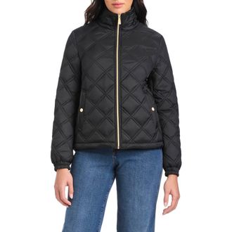 Kate Spade New York water resistant diamond quilted hooded jacket in Black at Nordstrom Rack, Size Medium