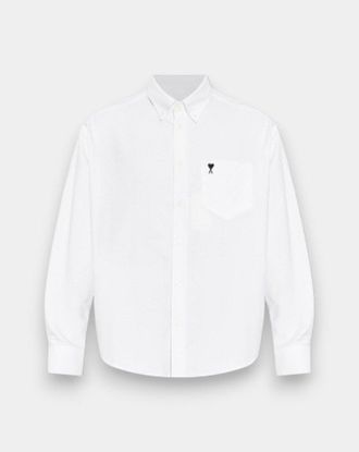 Ami Boxy Fit Shirt Button Down Collar And Embroidered Ami de Coeur