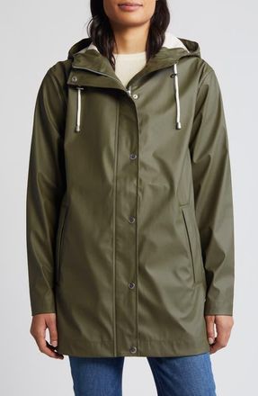 Ilse Jacobsen Hooded Waterproof Rain Jacket in Army at Nordstrom, Size 10 Us
