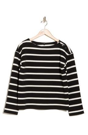 Rag & Bone Irina Textured Stripe Long Sleeve Top in Black/White at Nordstrom Rack, Size Small