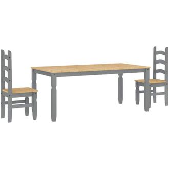 vidaXL Vidaxl - Juego De Comedor Panama 3 Pzas Madera Maciza De Pino Gris