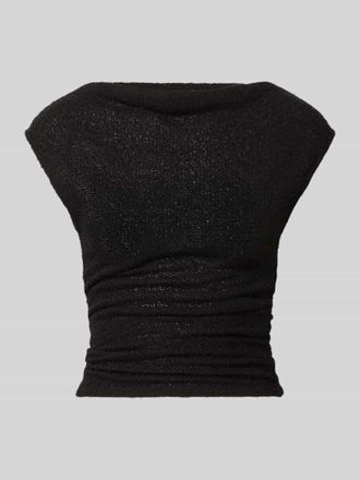 Gina Tricot Top in Boucl&eacute;-Optik mit U-Boot-Ausschnitt in Black, Gr&ouml;&szlig;e XL