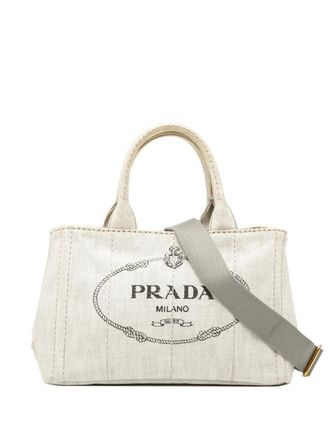 Prada 2010-2025 Small Denim Canapa Logo satchel - Grey