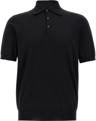 Brunello Cucinelli Black Stretch cotton polo shirt