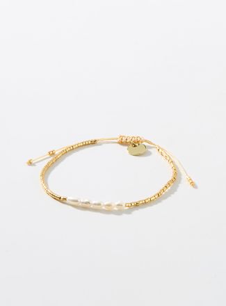 Simons Womens Mini-bead and pearl cord bracelet