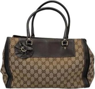 Gucci Pre-owned Handbags, female, Brown, Size: ONE SIZE Pre-owned Canvas Handbag