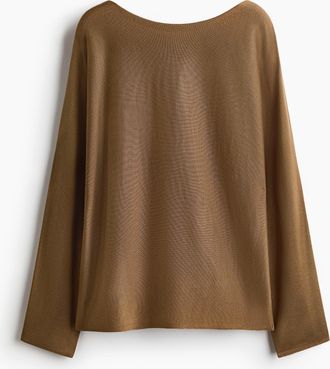 H&M Pullover mit U-Boot-Ausschnitt - Dunkelbeige