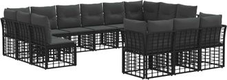 vidaXL Conjunto De Sof&aacute;s De Exterior Negro Y Gris Oscuro Poli&eacute;ster Vidaxl