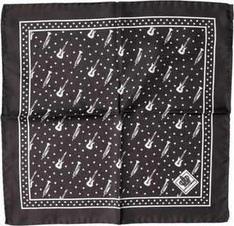 Dolce & Gabbana Guitar Trumpet Print Handkerchief Scarf - Heren - Zijden sjaals - Zwart - ONE Size - Accessoires