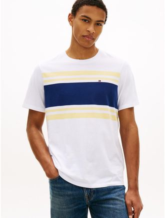 Tommy Hilfiger Mens Block Stripe T-Shirt - White - XXXL