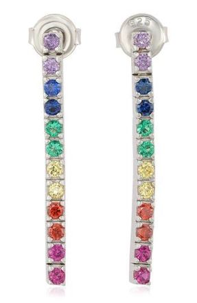 Suzy Levian Sterling Silver Rainbow CZ Linear Drop Earrings at Nordstrom Rack