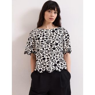 Phase Eight Abi Printed Top in Black/ivory at Nordstrom, Size 12