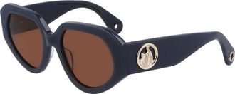 Lanvin Rechthoekige acetaat zonnebril - Dames - Zonnebrillen - Blauw - ONE Size - Accessoires