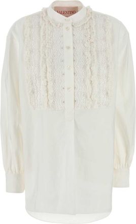 Valentino Garavani Womens White Cotton Blend Blouse - Light Grey - Size EU 36 (Womens)