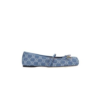 Gucci Horsebit Denim Ballet Flats