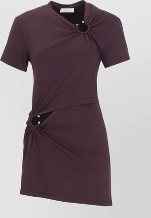 Paco Rabanne asymmetric cotton dress metal neckline hem