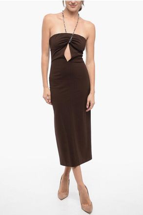 The Attico Stretchy Cut-Out Mid&iacute; Dress with Chain Detail size 40