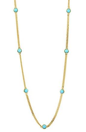 Savvy Cie Jewels Simulated Turquoise Station Chain Necklace in Yellow at Nordstrom Rack