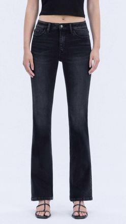 Flying Monkey High Rise Full Length Slim Bootcut Jeans In Black